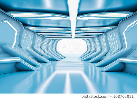 未來派白光照亮的室內空間 108703031