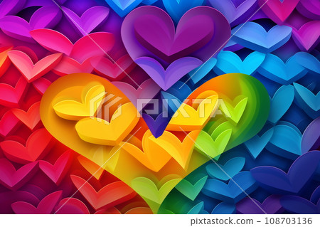 Valentines day, multicolor rainbow abstract heart design 108703136