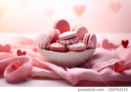 Valentine's Day sweets. Pink macaroons heart shaped Valentine's Day sweets. Pink macaroons heart shaped 108703155