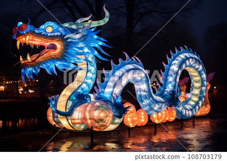 Blue Chinese Dragon symbol of 2024. Chinese New Year 108703179