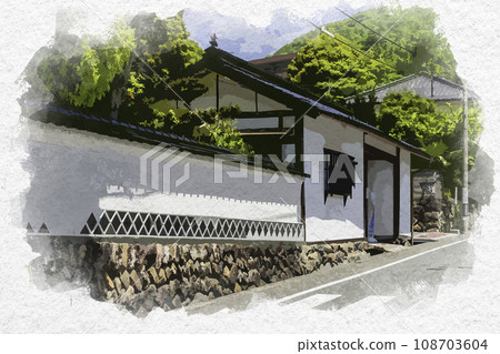 水彩畫風、新見禦殿町、溫泉館、渡邊宅邸、岡山縣新見市 108703604