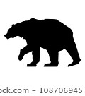 側身棕熊黑色剪影的插圖 108706945