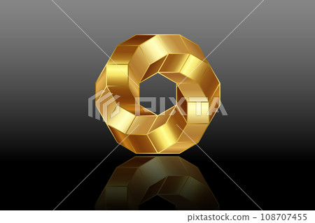 3D spiral rhomboid Shape in gold color, luxury logo design in geometric frame style. Business abstract icon. Corporate, media, technology, vector isolated on black background 3D spiral rhomboid Shape in gold color, luxury logo design in geometric frame style. Business abstract icon. Corporate, media, technology, vector isolated on black background 108707455