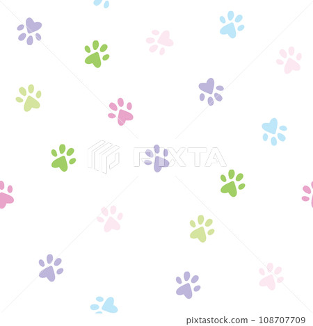 Colorful cat paws seamless pattern 108707709