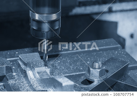 The CNC milling machine cutting  mold part by solid ball end mill tool. 108707754