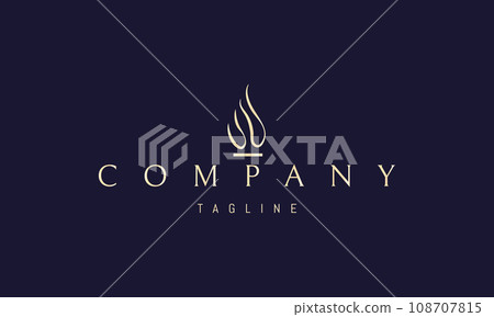 A vector golden logo with an abstract image of a drop in the form of fire. 108707815