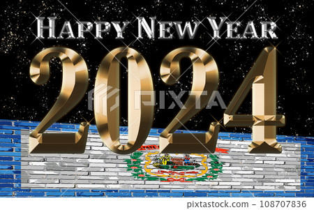 Happy New Year 2024 with West Virginia flag 108707836