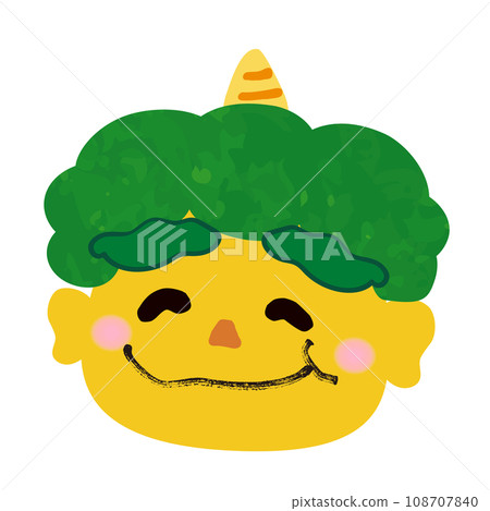 [Setsubun material] Laughing yellow demon face 108707840