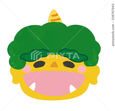 [Setsubun material] Laughing yellow demon face 108707843