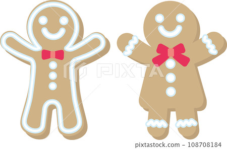 Christmas pattern icon_Christmas sweets_gingerbread man_2 pieces_horizontal 108708184