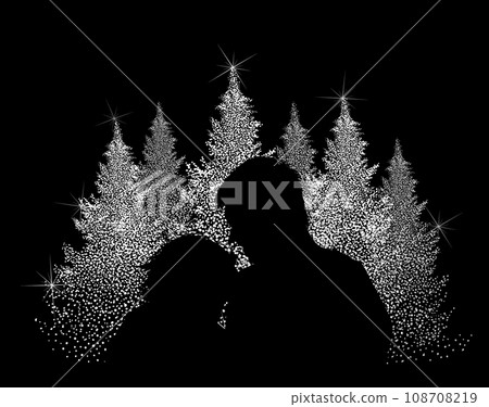 Lovers kiss at the Christmas tree. Christmas. MyRealHoliday. hand drawing. Not AI. Vector illustration 108708219