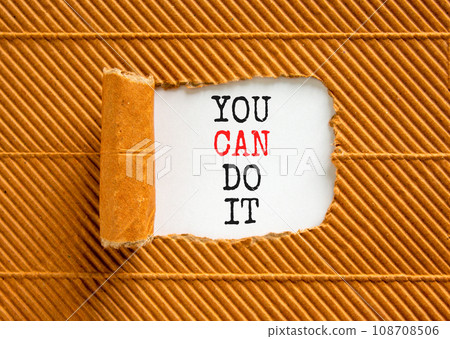 You can do it symbol. Concept word You can do it on beautiful white paper. Beautiful brown paper background. Business motivational you can do it concept. Copy space. 108708506