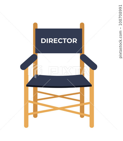 Wooden folding chair with Director label for cinema or theatre usage. Cinema director chair. Vector illustration. 108708991