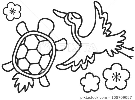 Crane and turtle coloring page Crane and turtle coloring page 108709097