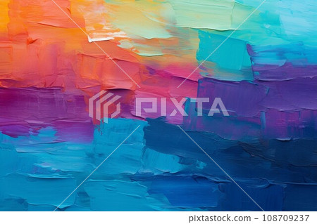 多彩抽象油畫背景模板）黃綠色、紅色、藍色、淺藍色、紫色。 AI生成影像 108709237
