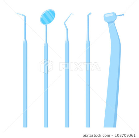 Teeth dental medical equipment steel tools set, vector illustration in flat style. Teeth dental medical equipment steel tools set, vector illustration in flat style. 108709361
