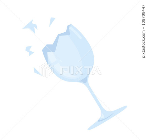 Broken wine glass. Glass trash. Garbage recycle concept. Vector illustration. 108709447