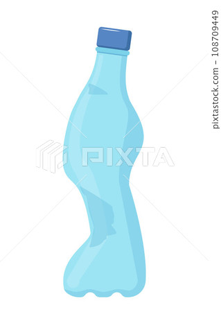 Crumpled plastic bottle. Plastic trash. Garbage recycle concept. Vector illustration. Crumpled plastic bottle. Plastic trash. Garbage recycle concept. Vector illustration. 108709449