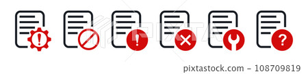 File error report icon. Corrupted file File error report icon. Corrupted file 108709819