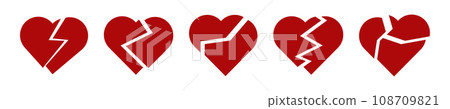 Broken heart icon. Heart red shape 108709821
