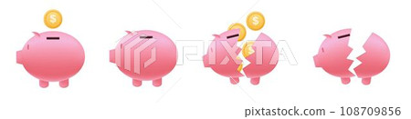 Broken piggy bank , money savings collapse 108709856