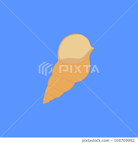 Beige seashell on the blue background 108709982