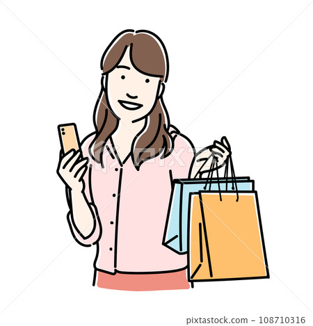 A young woman who looks happy shopping A young woman who looks happy shopping 108710316