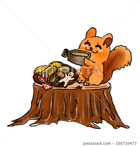 Squirrel's tea time 108710477