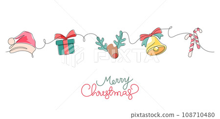 merry christmas thin line continuous greeting flat design merry christmas thin line continuous greeting flat design 108710480