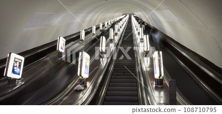 Kyiv, Ukraine. May 2023. Escalator in the metro station "Maidan Nezalezhnosti" 108710795