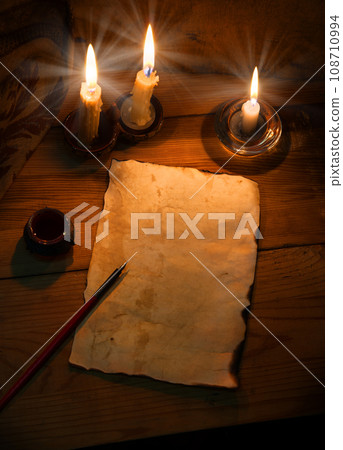Vintage paper for writing on wooden background Vintage paper for writing on wooden background 108710994