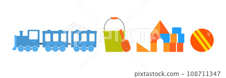 Kids Playroom Cute Object and Element Vector Set 108711347