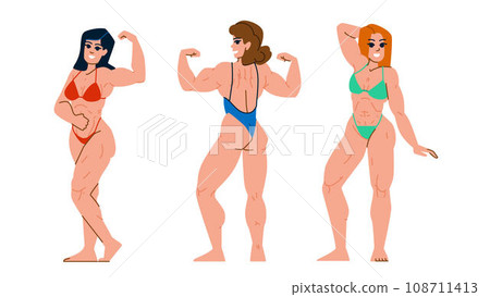 muscle woman vector 108711413