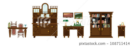 Room Furniture and Furnishing Item and Object Vector Set 108711414