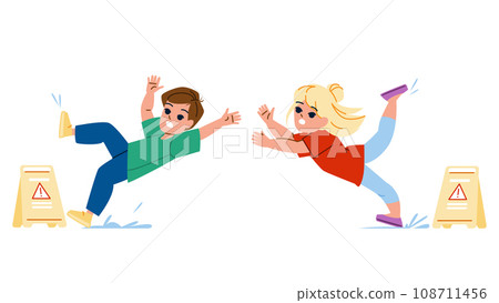 kid wet floor vector kid wet floor vector 108711456