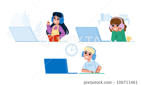 kid online learning vector 108711461
