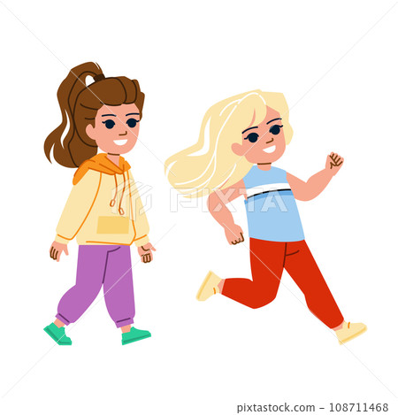 kid girl slow fast vector kid girl slow fast vector 108711468