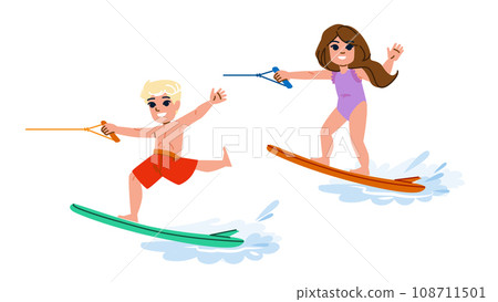 water skiing kid vector water skiing kid vector 108711501
