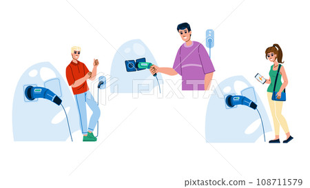 electric car charging vector electric car charging vector 108711579
