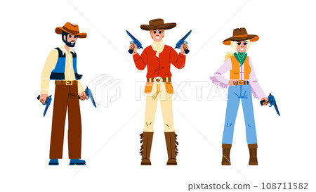 cowboy man woman vector 108711582
