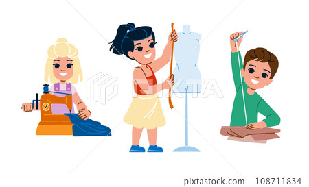 embroidery sewing kid vector 108711834