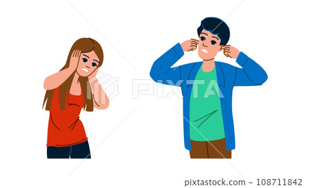 noise plugging ears vector 108711842