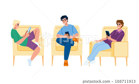 mobile man using phone sitting vector mobile man using phone sitting vector 108711913