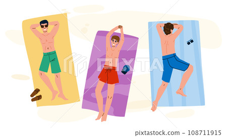 view man sunbathing beach top vector view man sunbathing beach top vector 108711915