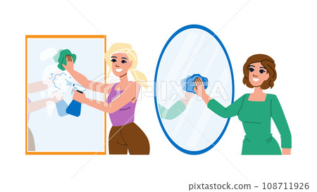 home cleaning mirror vector 108711926