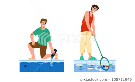 summer pool cleaning vector 108711946
