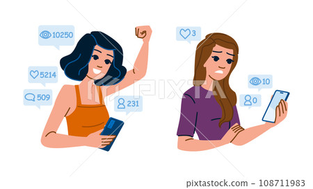communication checking social media woman vector communication checking social media woman vector 108711983