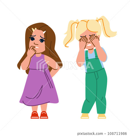stress worried kid girl vector stress worried kid girl vector 108711986