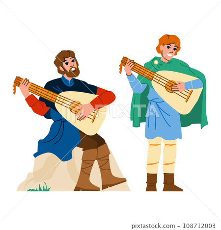 medieval trubadour playing lute vector medieval trubadour playing lute vector 108712003