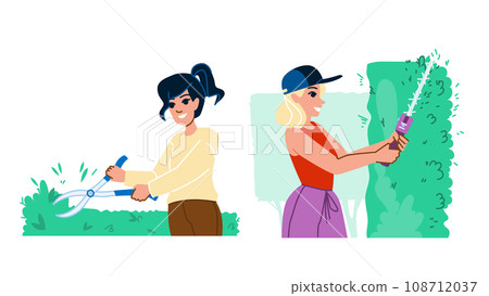 nature garden woman bush vector 108712037